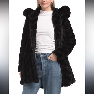 DKNY Women's Black Faux Fur Jacket